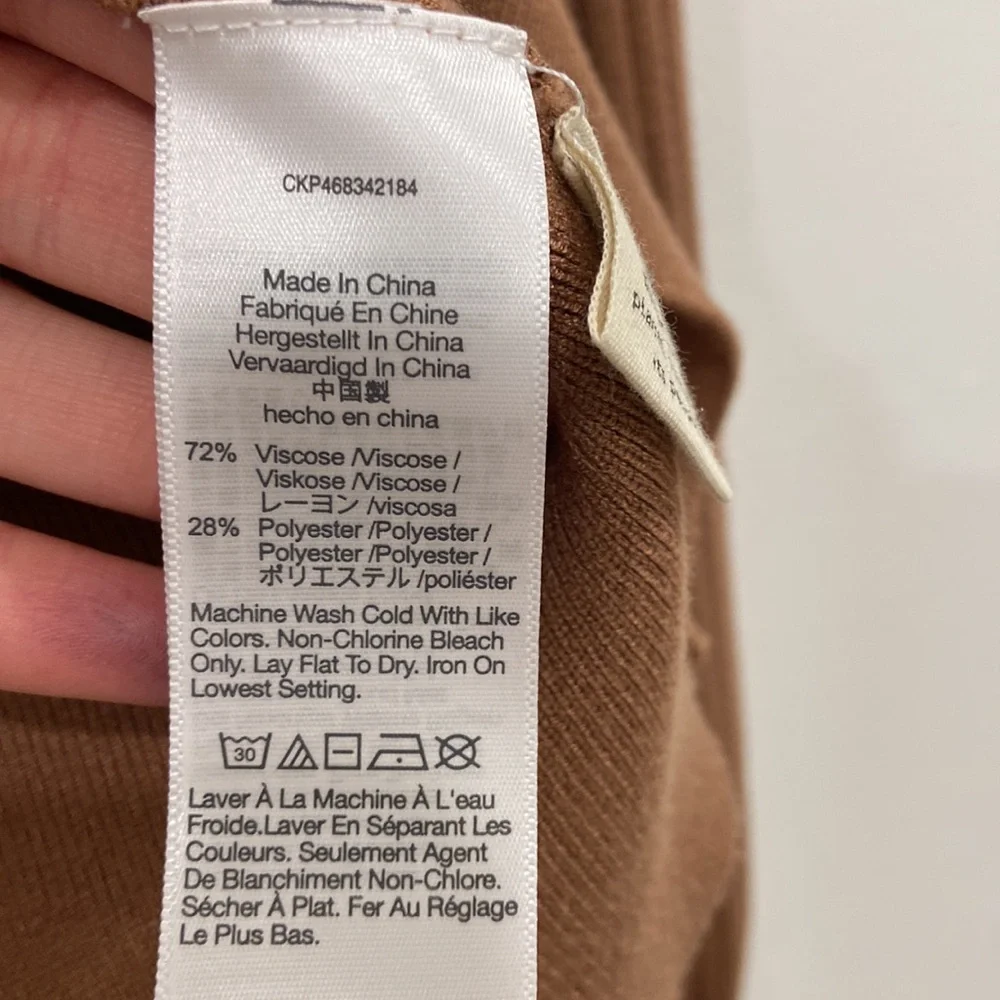 Madewell Rust Brown Ribbed V-Neck Button Cardigan - Picture 7 of 9